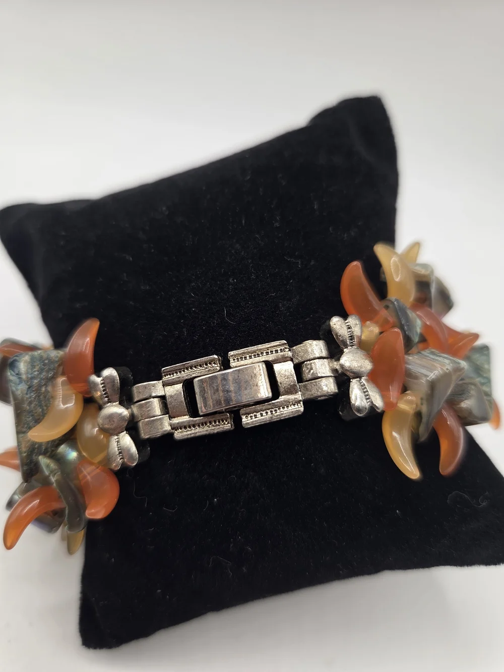 1729. Vintage Silver Tone Bracelet Watch with Stone Like Accents